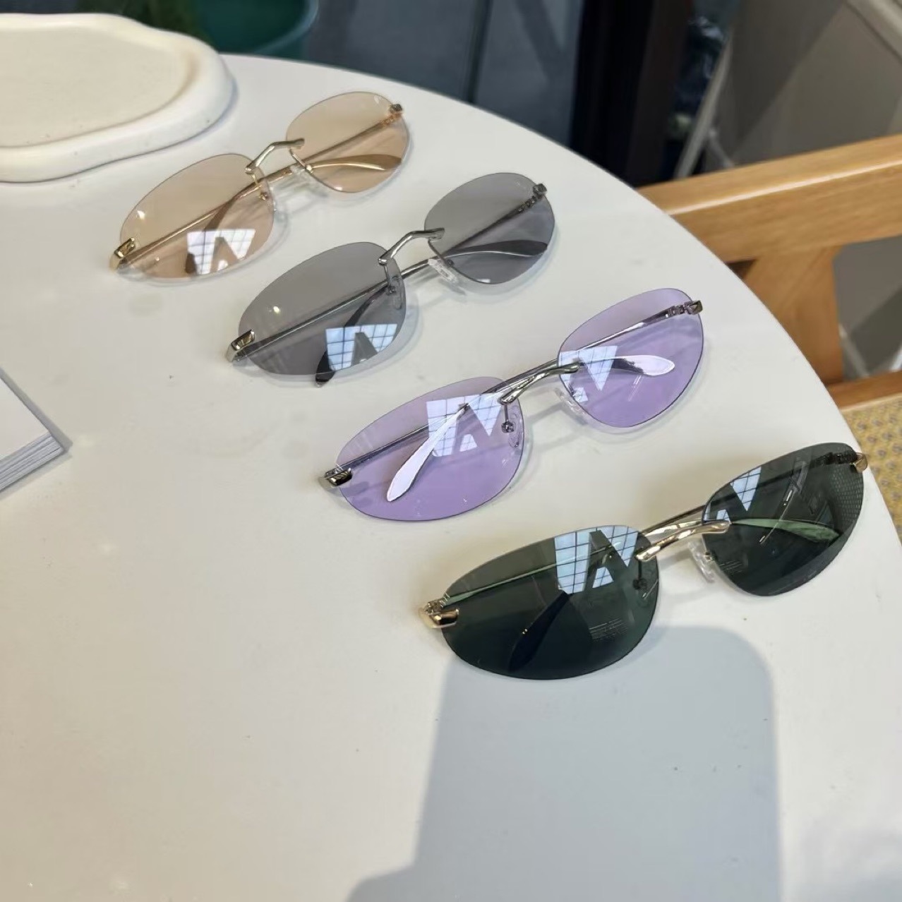 Vintage Fashion Glasses - UV400 Rimless Shades, Kacamata Hitam Minimalis