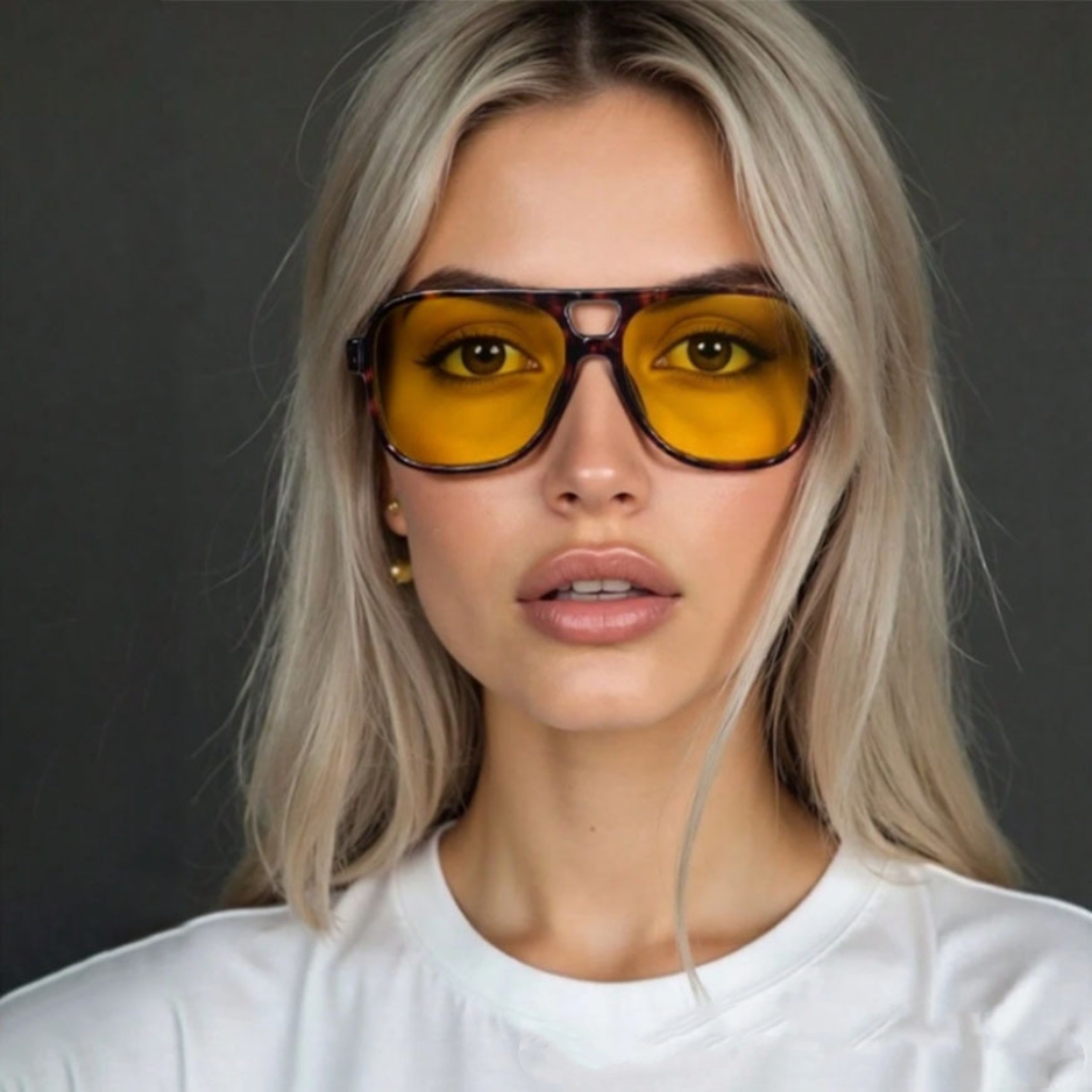 Vintage Fashion Images - Kacamata Pilot Double Bridge Desainer Klasik