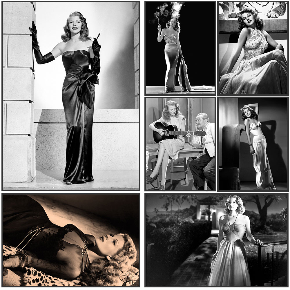 Vintage Fashion Photography - Poster Rita Hayworth, hitam dan putih,