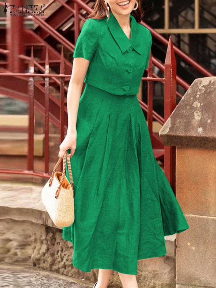 ZANZEA setelan pakaian kantor  - Vintage Fashion Fabrics ulasan dan harga