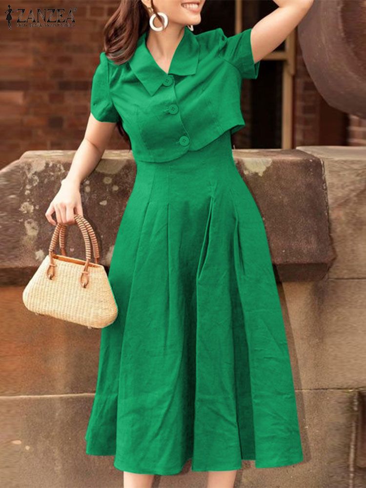 ZANZEA setelan pakaian kantor  - Vintage Fashion Fabrics ulasan dan harga