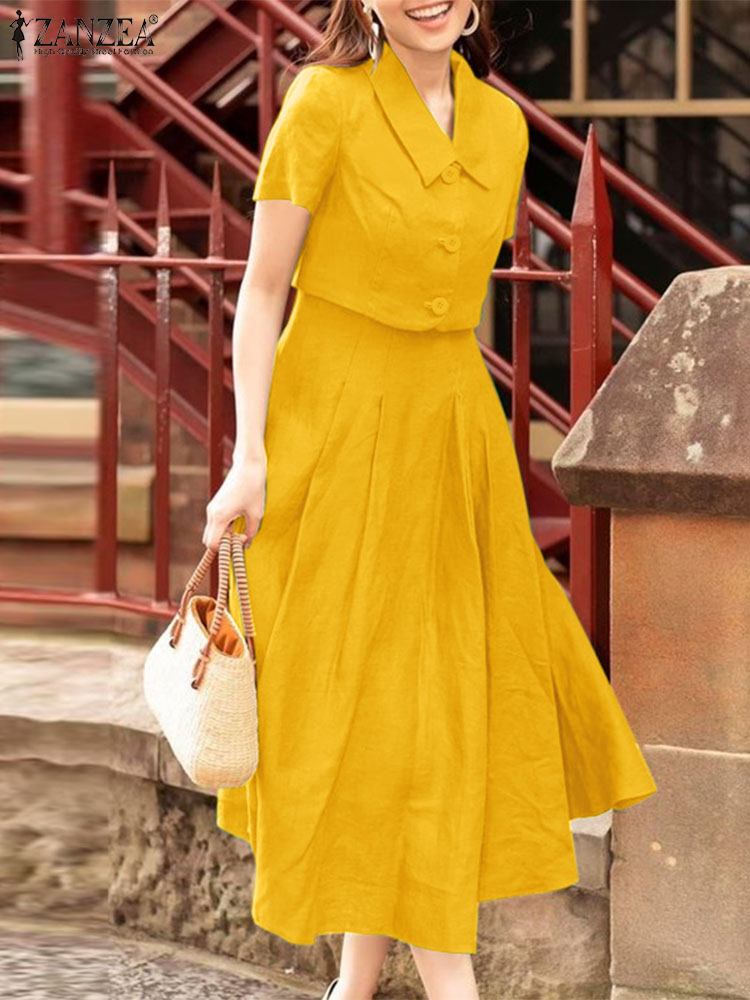 ZANZEA setelan pakaian kantor  - Vintage Fashion Fabrics ulasan dan harga
