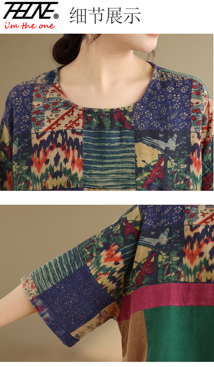 THHONE Blus Wanita Musim Panas - Vintage Fashion Fabrics ulasan dan harga