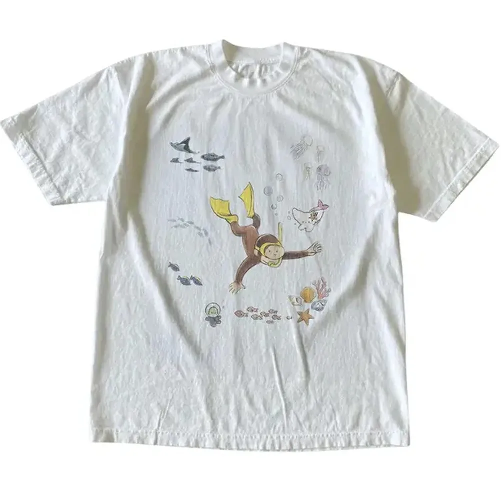 Kaos Curious George Underwater - Vintage Fashion Fabrics ulasan dan harga